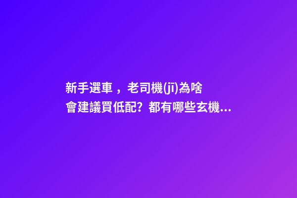 新手選車，老司機(jī)為啥會建議買低配？都有哪些玄機(jī)？